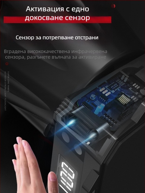 LED челна лампа, презареждаща се, модел B90, 18650 батерия, обхват на светлината ≥500 м, 60 ч работа, водоустойчива