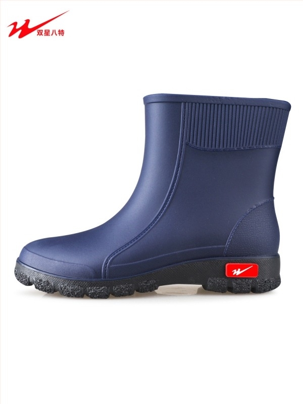 Мъжки PVC водоустойчиви дъждовни ботуши с антихлъзгаща подметка, подплатени с изкуствен пух, нисък вал, ежедневен стил