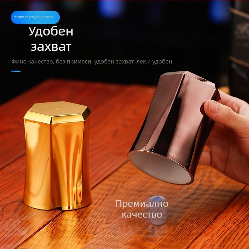 Haoxing ABS Чаша за зарове, шестостенна талия, с правоъгълен ъгъл, удебелена електроплатина; за барове и караоке, персонализируема, 100 бр в кутия