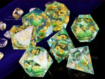 Комплект 20-гранени зарове за D&D, епоксидна смола, прав ъгъл стил, 100 броя