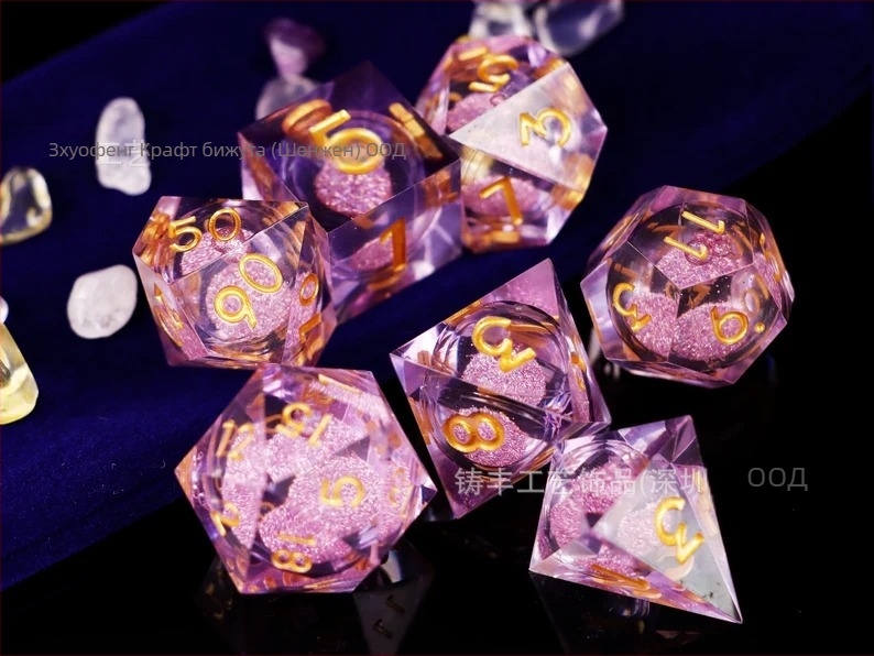 Комплект 20-гранени зарове за D&D, епоксидна смола, прав ъгъл стил, 100 броя