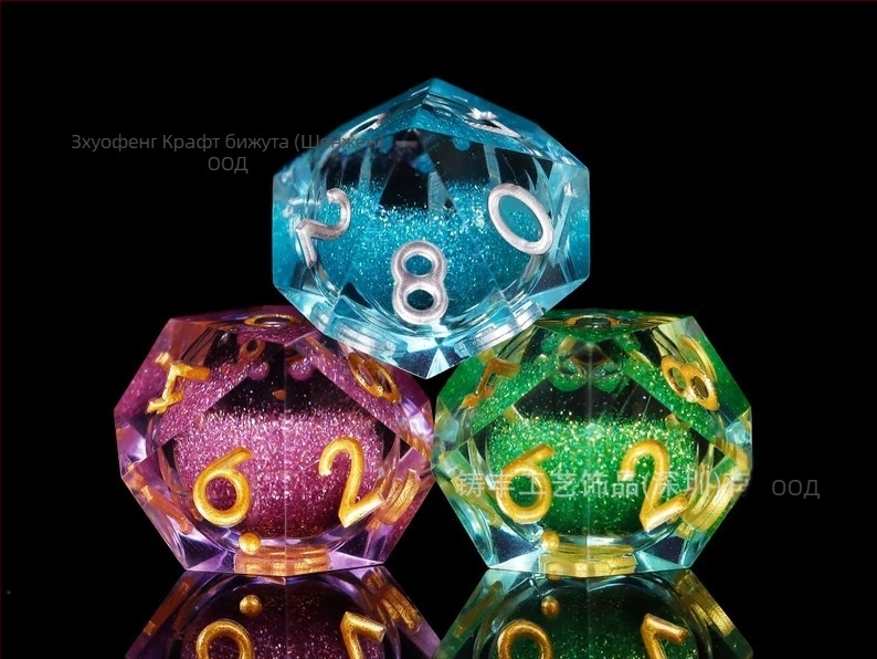 Комплект 20-гранени зарове за D&D, епоксидна смола, прав ъгъл стил, 100 броя