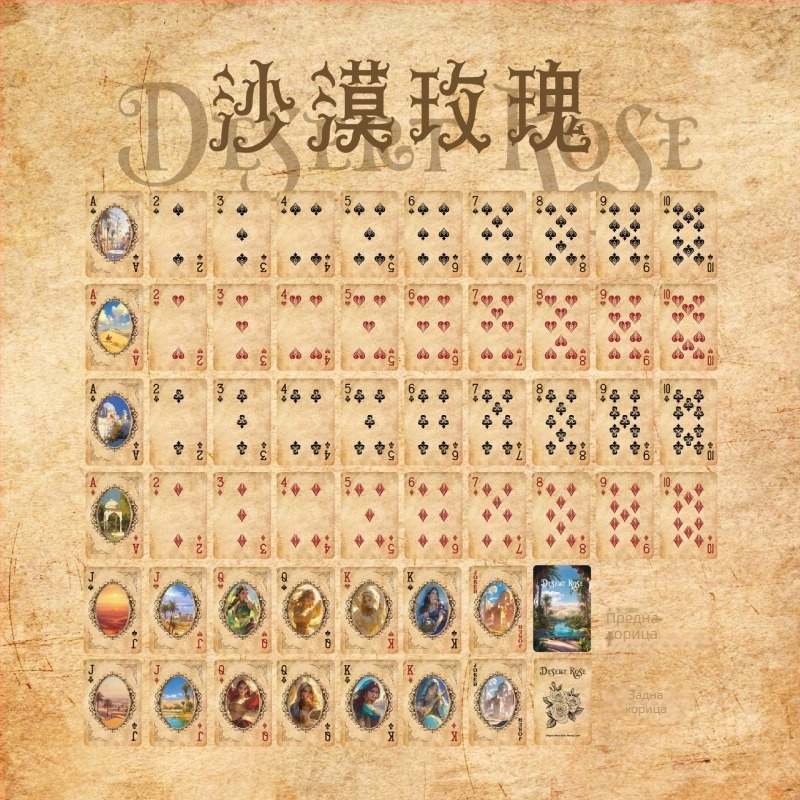 Карти за покер Mr. Paper – синя основа, ретро серия Алис, образователна игра с животни и пъзели, цветна кутия, за 14+