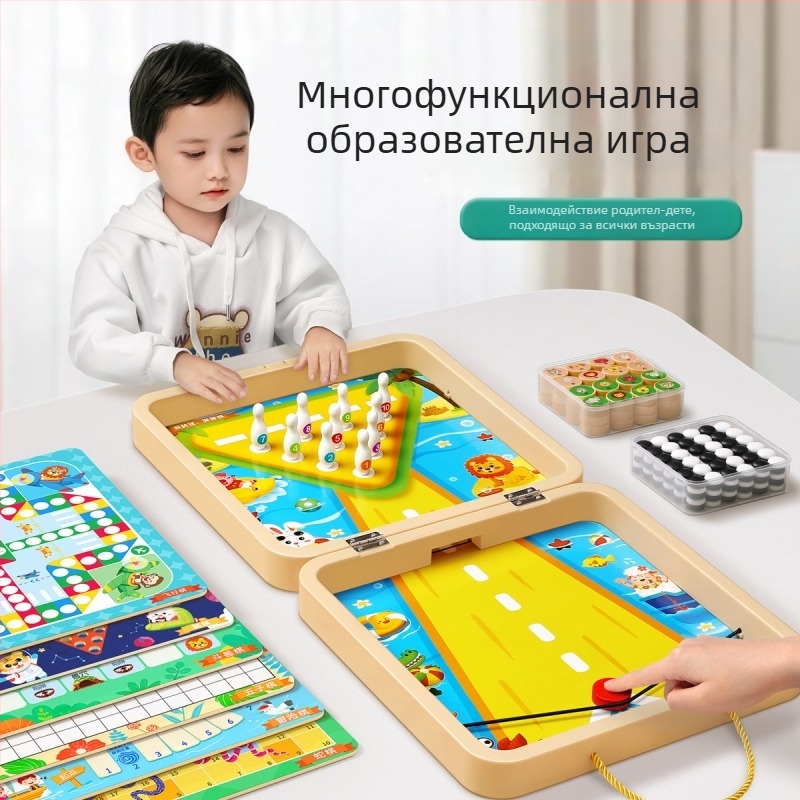 Всичко в едно детска настолна игра – Гомоку и Шашки, пластмасова образователна игра за двама играчи, за деца 4–14 години