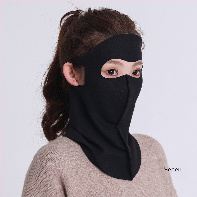 Зимна топла маска за открито ползване - устойчива на вятър, подплата от флис, UPF50+, монохромен модел, ушно закрепване