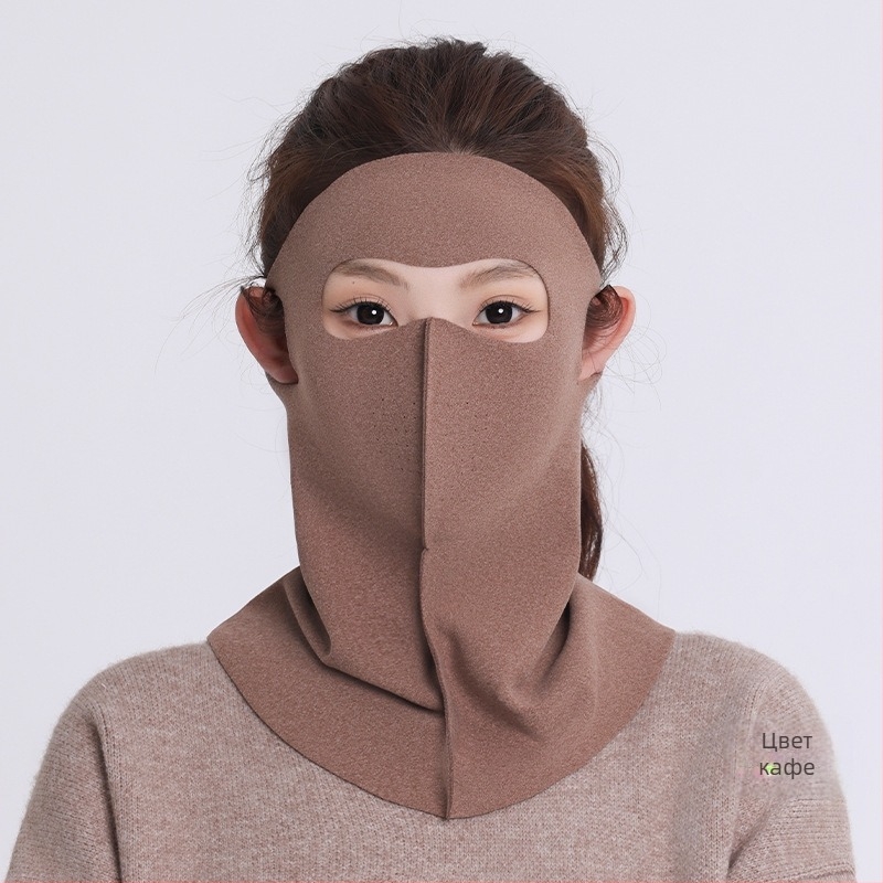 Зимна топла маска за открито ползване - устойчива на вятър, подплата от флис, UPF50+, монохромен модел, ушно закрепване