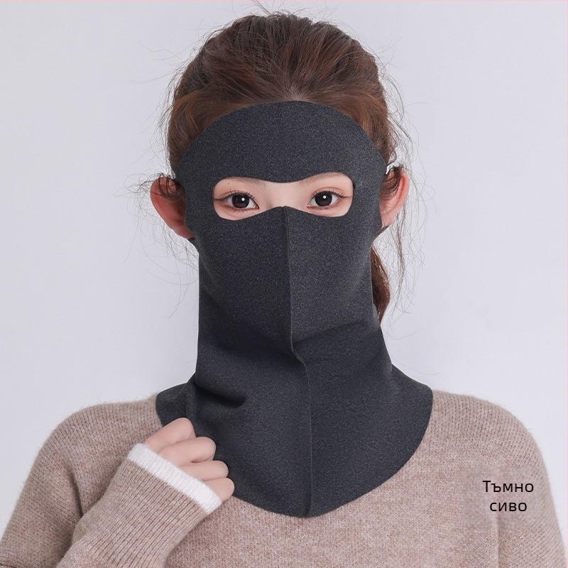 Зимна топла маска за открито ползване - устойчива на вятър, подплата от флис, UPF50+, монохромен модел, ушно закрепване