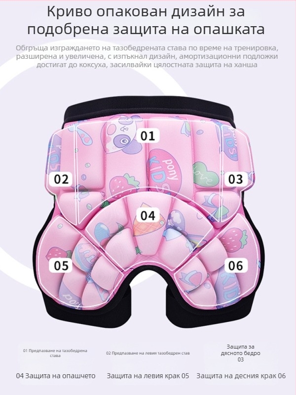 Ice Amber EVA защитни тазобедрени подложки за деца – ролери, Спецификация A