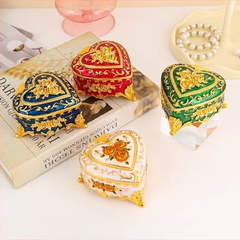 Кутия за бижута от метал, сърцевидно-кръгла форма, за бюро, скандинавски стил, едно ниво