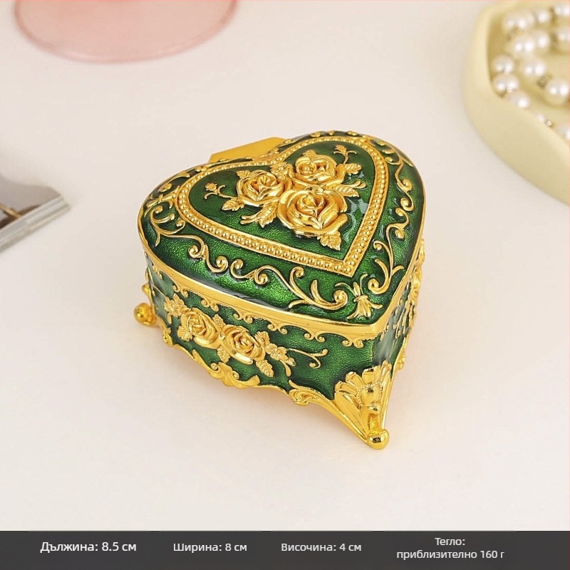 Кутия за бижута от метал, сърцевидно-кръгла форма, за бюро, скандинавски стил, едно ниво