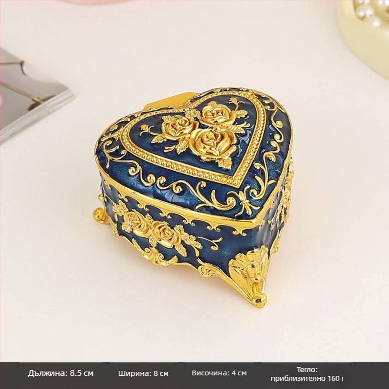 Кутия за бижута от метал, сърцевидно-кръгла форма, за бюро, скандинавски стил, едно ниво