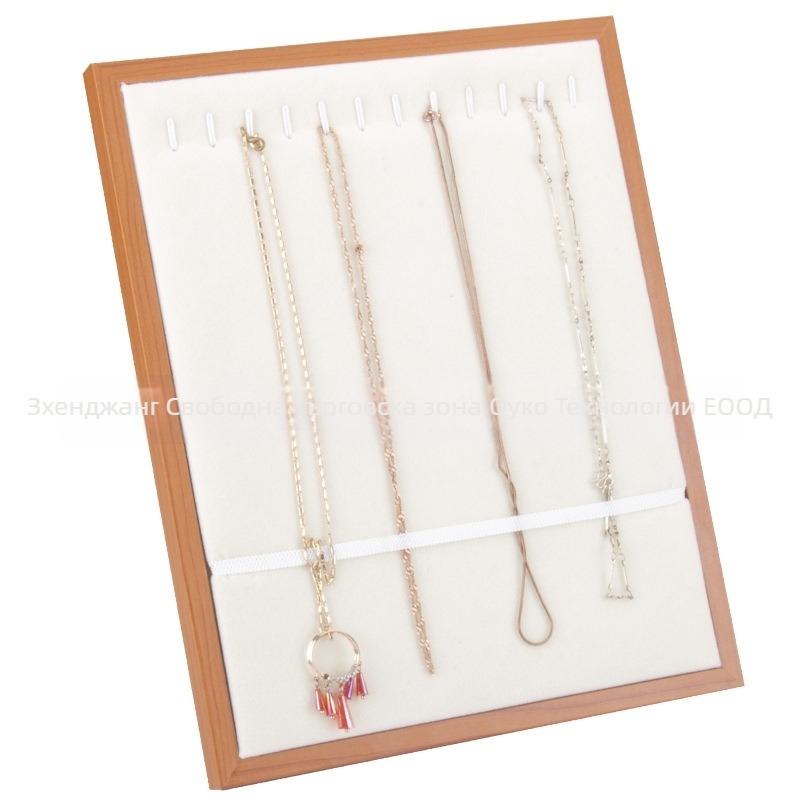 Дървена стойка за показване на бижута за пръстени, колие и обици – сгъваема, опаковъчна кутия