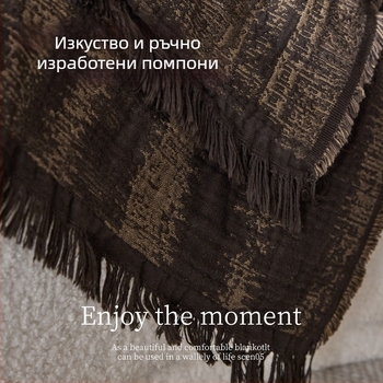 Винтажно висококачествено памучно одеяло с ресни, от памучна газова тъкан, ретро стил, 1.1–1.5 кг, реактивно боядисване, подходящо за пролет и есен