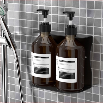 Стенно монтиран дозатор за сапун с бутилка за шампоан — ABS, ръчно натискане, оксидирано покритие