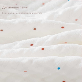 Бебешка завивка от шестслойна бамбук-памучна марля, за новородени, 40s прежда, пришиване и печат, тегло 300-400 g