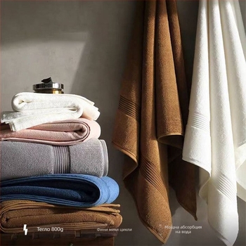 Хавлиена кърпа за баня, 90% памук, 10% полиестер; тегло 800 г; проста тъкане; нишки слабо завити