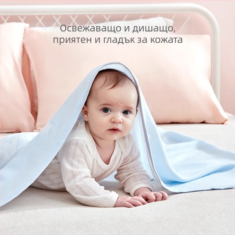 Бебешко бамбуково одеяло — лято, леко под 300 г, карикатурен принт, карикатурен стил