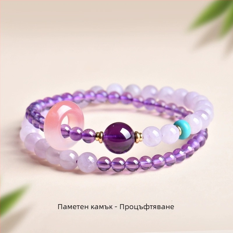 Гривна от естествен тигрово око, двойно кръгово подреждане, полирана повърхност, лек луксозен стил за жени