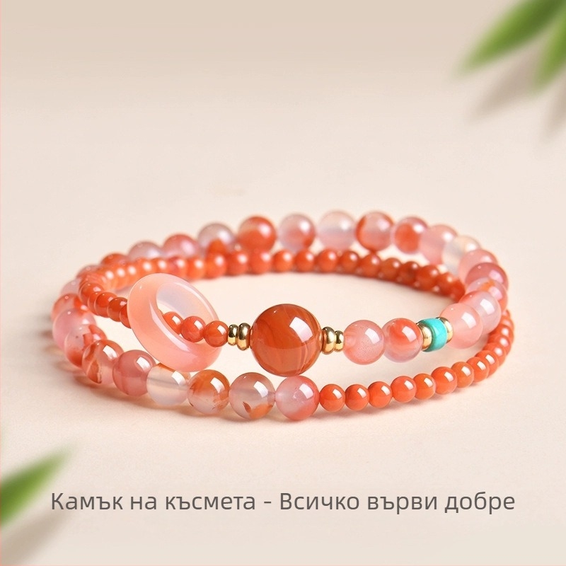 Гривна от естествен тигрово око, двойно кръгово подреждане, полирана повърхност, лек луксозен стил за жени