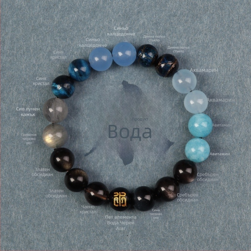 Унисекс гривна от естествен ахат кристал, ръчна изработка, Conner Jewelry, Баланс на петте елемента, подходящ подарък за бизнес