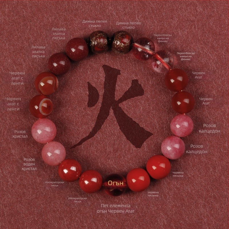 Унисекс гривна от естествен ахат кристал, ръчна изработка, Conner Jewelry, Баланс на петте елемента, подходящ подарък за бизнес