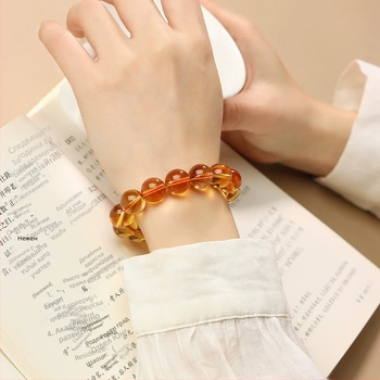 Гривна с цитрин кристални мъниста, естествен стил, пролет 2025, на едро опаковка