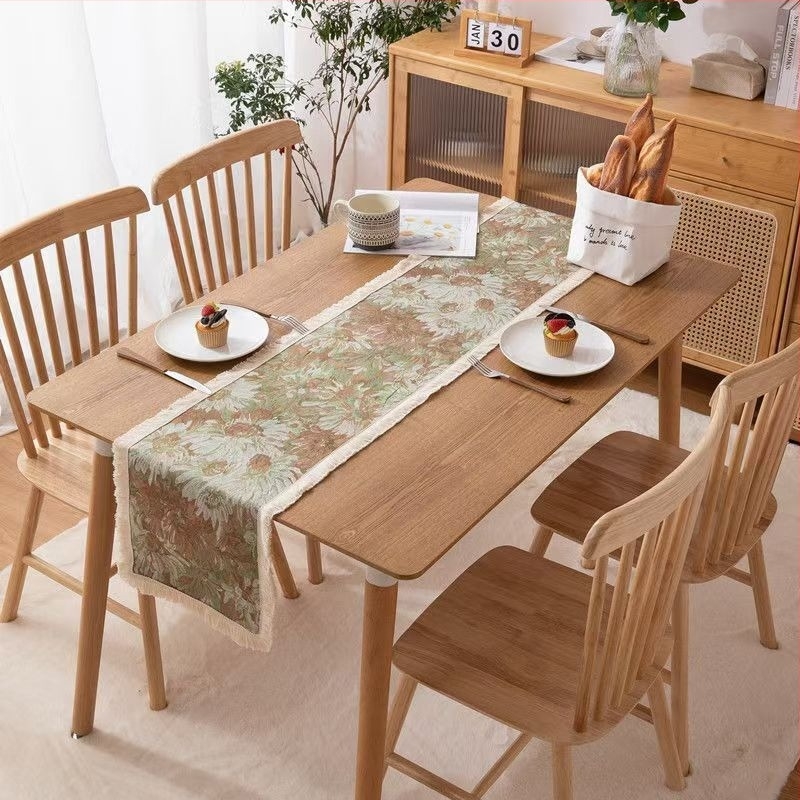 Покривка за маса жаккардова, ивици, химическо влакно, 80% памук, пасторален стил