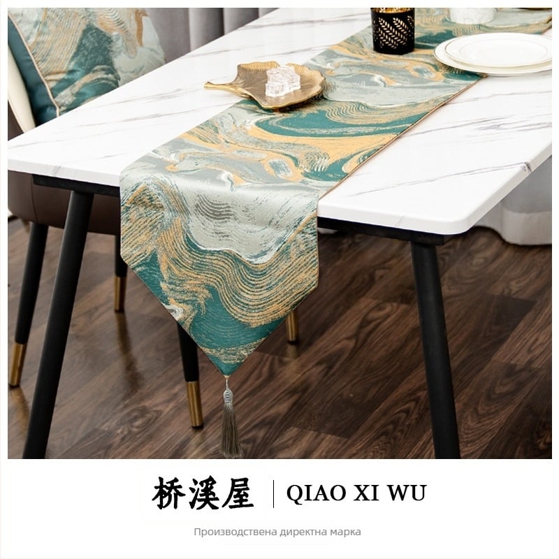 Флаг за маса: модерен лек лукс стил с лента; полиестер; геометричен принт; китайски стил; персонализиране налично; подходящ за дневна, спалня и ресторант