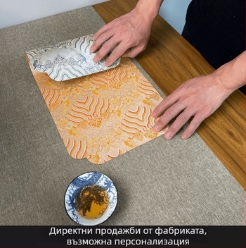 Сатенена чайна подложка с детайли от брокат, основа от полиестер, нов китайски стил, за учебно бюро