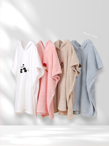 Детски халат за баня с качулка, карикатурен дизайн, коралов велур, попивателна кърпа, за бебета и малки деца (1–3 години)