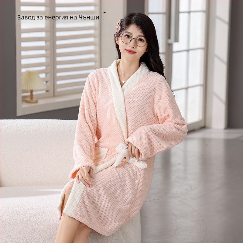 Зимен унисекс халат за баня, лен като основно платно и полиестерно влакно