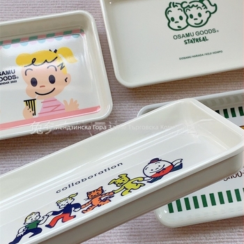 Меламинов поднос за плодове и закуски – сладък карикатурен дизайн, домашно съхранение