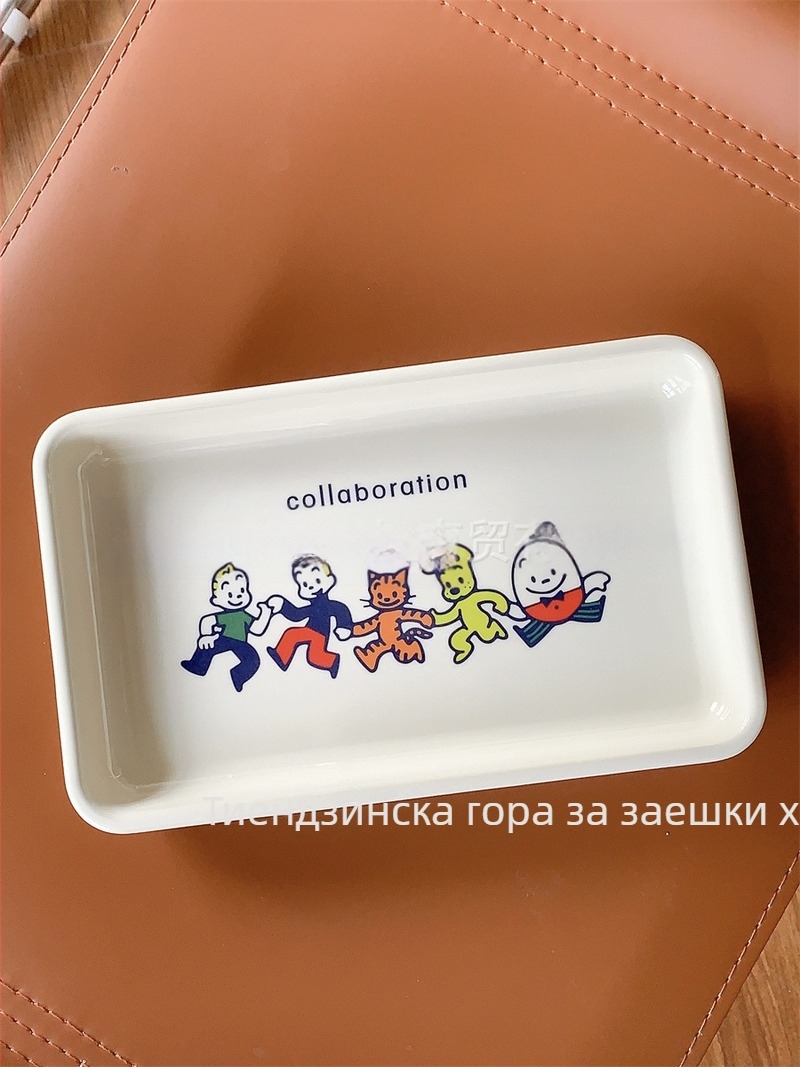 Меламинов поднос за плодове и закуски – сладък карикатурен дизайн, домашно съхранение