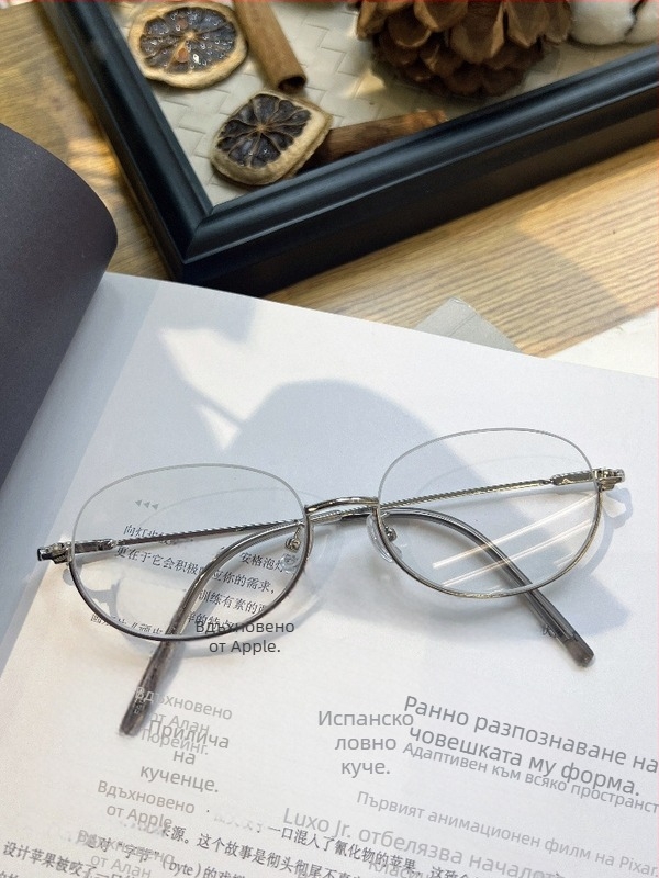 Женски очила за миопия с полурамкова рамка от сплав, модел 8181, елипсовидна форма, регулируем диоптър, пролет 2025