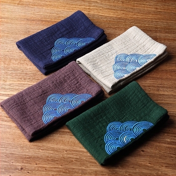 Rongshantang бродирана чайна кърпа от памук и лен, дебела и абсорбираща, японски стил