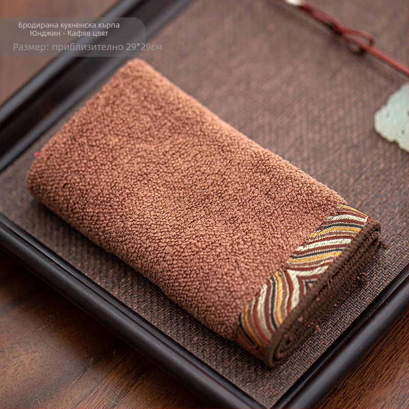 Кърпа за чай от памук и лен, удебелена, абсорбираща, бродирана, 200 г, пакет 30 броя