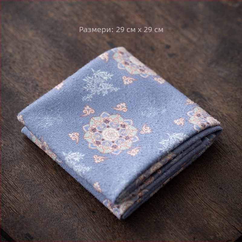 Benlong Gold велурена печатана двустранна абсорбираща чайна кърпа | Ретро печат, мек памук, чайна подложка | Нов китайски стил