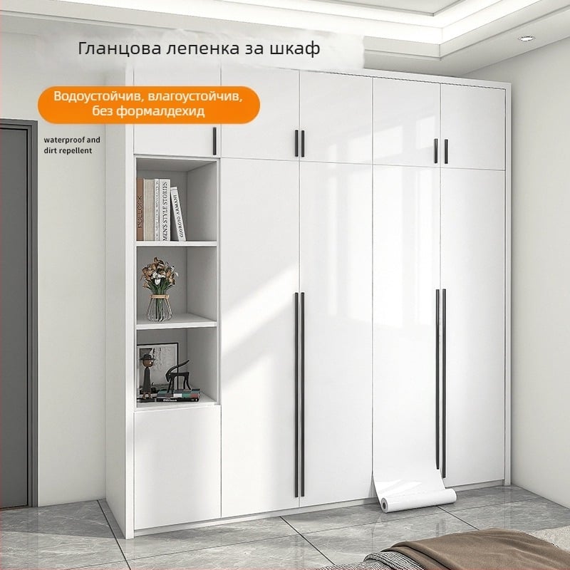 PVC самозалепващ стикер за стени и шкафове – висок гланц, модел 38845851966, 1 бр., подходящ за кухня, дневна и баня