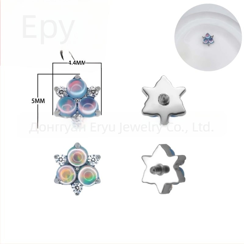 Обеците от титанова сплав, насекомоподобна форма, опалов кристал, унисекс, винтидж стил, полирана обработка