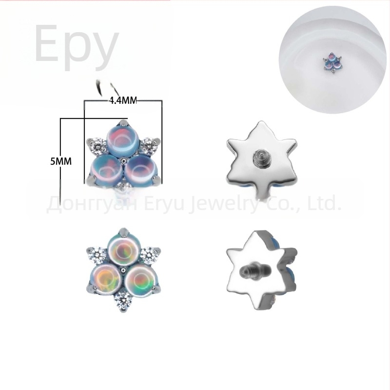 Обеците от титанова сплав, насекомоподобна форма, опалов кристал, унисекс, винтидж стил, полирана обработка