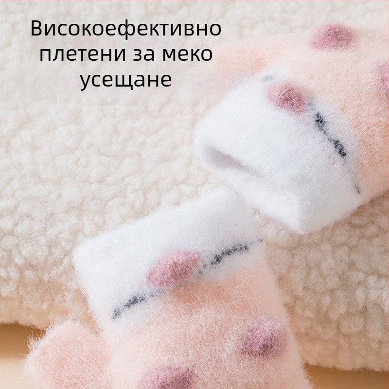Детски полупалчеви ръкавици от изкуствен кашмир, подплатени с флис, карикатурен дизайн, за деца 0-2 години, есен-зима