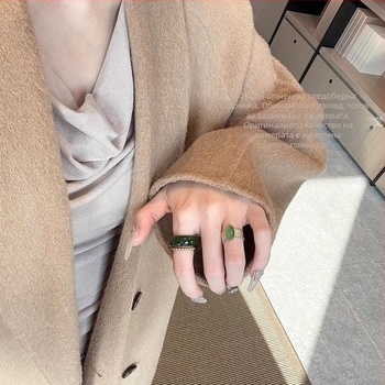 Естествен пръстен от яспис и хетянски нефрит за жени