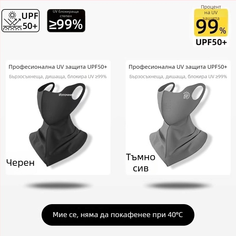 Слънцезащитна маска за лице за жени, дишаща, UV защита, полиестерен плат (61–70% съдържание), стил колеж, полупокрита