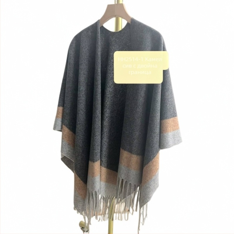 Женски кашмирен шал, модел с блокове, ретро етно стил, топъл