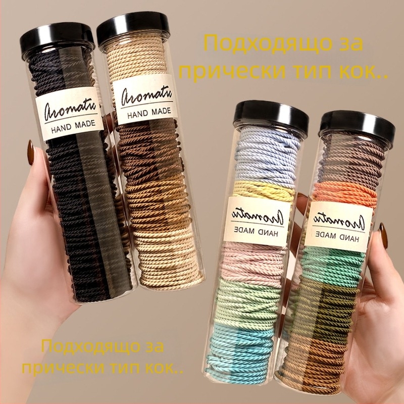 Аксесоар за коса за висока опашка - кръгла лента за коса, корейски стил, ръчна изработка, смесени материали