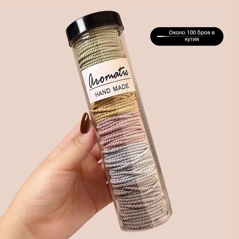 Аксесоар за коса за висока опашка - кръгла лента за коса, корейски стил, ръчна изработка, смесени материали