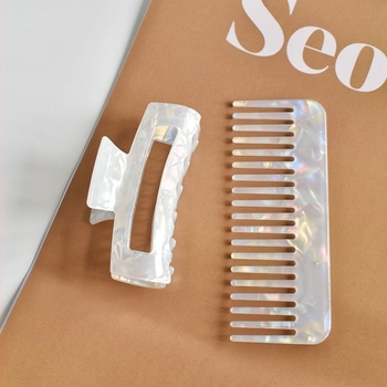 KUNWAN Гребен за коса от оцетна киселина, клипчета за коса, прост женски стил, геометричен дизайн, комплект от 2 броя