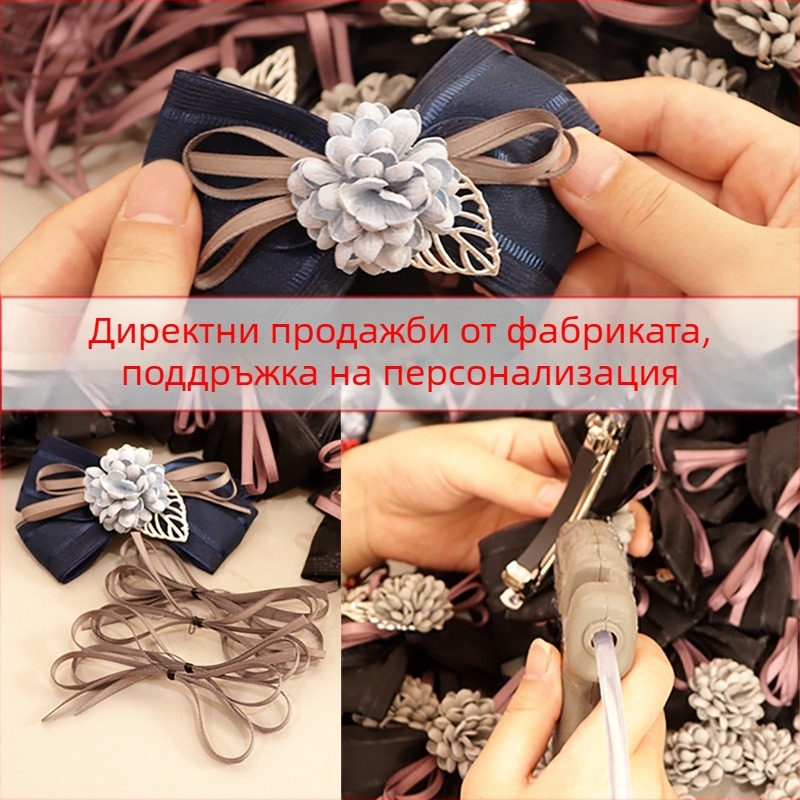 Мрежа за коса с цвете и панделка, ръчна изработка, японско-корейски стил, модел C07