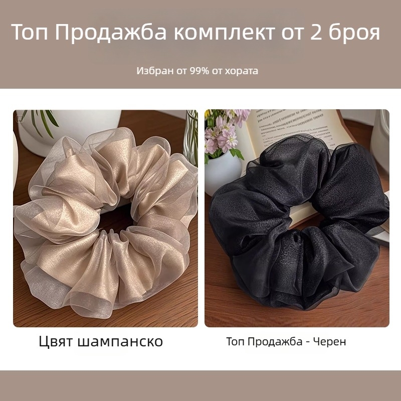 Органза ластик за коса, двойнослоен, корейски стил; материал: коприна цветя; сезон: пролет 2025; за деца; произход: Джинха