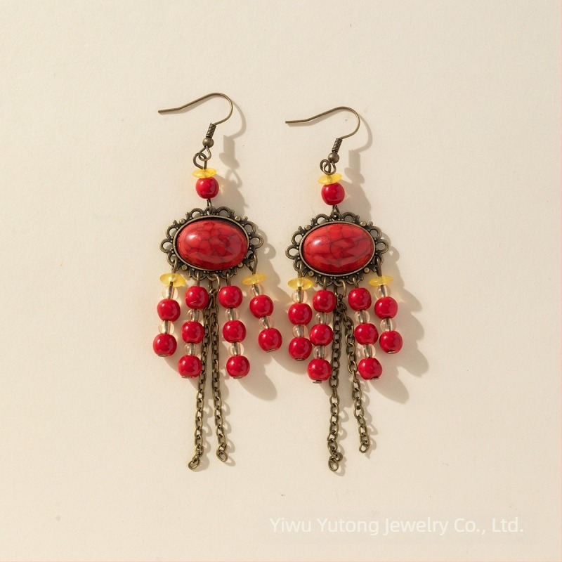 Бохемска шапка за глава за жени, етно стил, украса за челото с ресни, метална сплав, пролет 2024